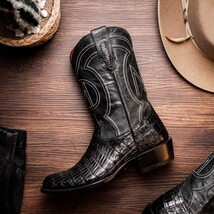Marco Di Milano Genuine Caiman Belly Skin Cowboy Boot Phoenix Black image 11