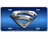 Superman Inspired Art Gray on Blue FLAT Aluminum Novelty Car License Tag... - £14.34 GBP