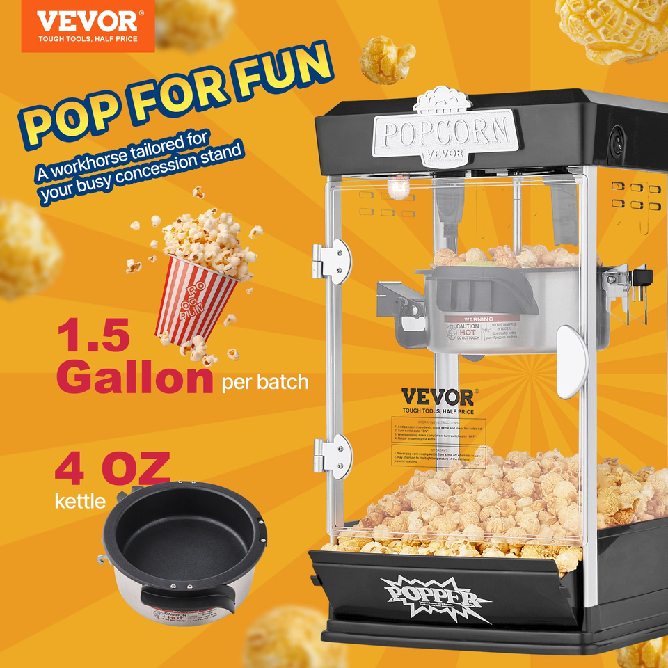 Popcorn Popper Machine Tabletop Popcorn Maker 480W 4 Oz Black - $91.95