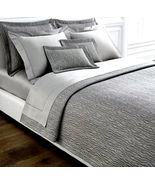 Sferra Ondate Gunmetal Queen Coverlet Sham Set Wavy Two Toned Textured I... - $280.00
