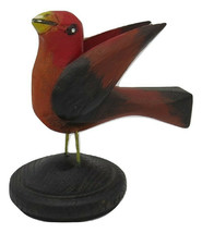 Hand Carved Scarlet Tanager Bird - Pennsylvania Dutch Usa Folk Art - Ben Hoover - £320.71 GBP