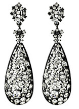 Amrita Singh Eloise Crystal Black Enamel Large Statement Earrings ERC 54... - £20.92 GBP