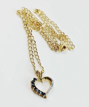 Blue Stone Heart Pendant 18&quot; Gold Necklace - $26.99