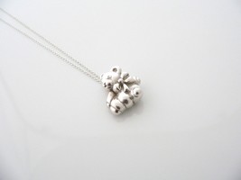 Tiffany &amp; Co Silver Teddy Bear Ribbon Bow Necklace Pendant Chain Gift Child Kid - £217.60 GBP