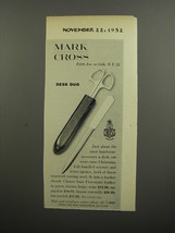 1952 Mark Cross Scissors and Letter Opener Advertisement - Desk duo - $18.49