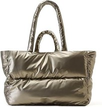 Puffer Tote Bag Large Padding Tote  Waterproof Quilted  Bronze NEW - £26.98 GBP