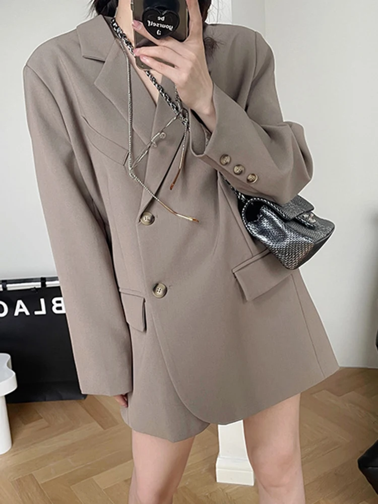 DEAT  Women&#39;s Blazer  Solid Color Notched Loose Single Breasted Long Sleeve Suit - £181.16 GBP