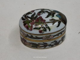 Vintage trinket pill box birds and flowers - £15.57 GBP