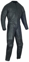 2 PC MEN BLACK RIDING LEATHER RACING TRACK DRAG SUIT W/ CE APPROVED PROT... - £155.67 GBP