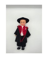 Vintage Spanish Boy Doll in Red &amp; Black Felt Outfit - 7” Sleep Eyes - $281.01 MXN