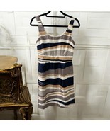 Banana Republic Dress Womens SIZE 2 Stripe Silk Sleeveless Neutrals grey... - €19,34 EUR