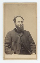 Antique CDV Circa 1860s Smiling Older Man With Chin Beard Anson New York, NY - £9.53 GBP