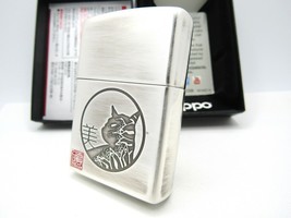 Toyokuni Honda Cat Unique Design Oxidized Silver Plating Japan ZIPPO 2014 MIB - £72.39 GBP