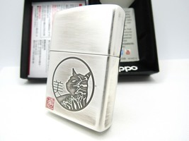 Toyokuni Honda Cat Unique Design Oxidized Silver Plating Japan ZIPPO 2014 MIB - £72.69 GBP