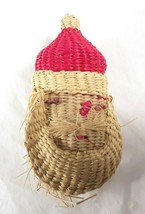 Vintage Santa Ornament Weaved Straw Wicker Santa Christmas Holiday Decoration - £35.77 GBP