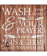 Jesus and Germs Novelty Metal Square Sign - £17.54 GBP