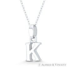 Initial Letter &quot;K&quot; 20x9mm (0.8x0.35in) Charm 3D Pendant in .925 Sterling Silver - £15.07 GBP+