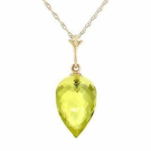 9 Carat 14K Yellow Gold Necklace Pointy Briolette Drop Lemon Quartz 14&quot;-24&quot; - £185.76 GBP