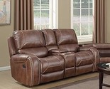 Roundhill Furniture Achern Brown Leather-Air Nailhead Manual Reclining L... - $1,703.99