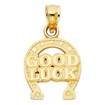 14K Yellow Gold Lucky Horse Shoe Pendant - £95.08 GBP
