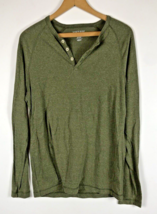 Vintage Henley Old Navy Medium Mens Shirt Long Sleeve Olive Army Green Knit - £22.27 GBP