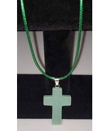 Aventurine Gemstone 1.6 inch Cross Necklace with Black or Green Rope Chain - €11,19 EUR