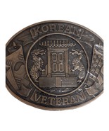 Korean War Veteran Brass Belt Buckle Military Collectible Dragon &amp; Flags - $8.59