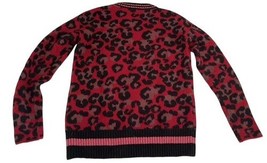 AQUA Red Leopard Print Knit Sweater XS Crewneck Long Sleeve image 4