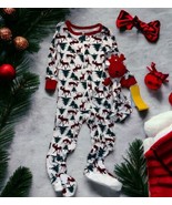 NWT Max &amp; Olivia Mini Baby Size 18M Christmas Footed Pajamas &amp; Reindeer ... - $17.77