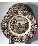 4 Pasta/Soup Bowls British Heritage BROWN EARTHENWARE Legend UK Holiday NEW - $79.15