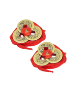 Lucky Chinese Coin Set 2 x 3 Coin Set With Ribbon Wealth Protection &amp; Go... - $6.03