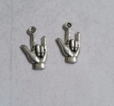 BULK  Sign Language Charms Pendants Antiqued Silver ASL Hand Charms 50pcs - £10.13 GBP