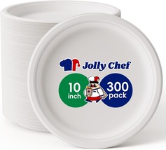 Jolly Chef Compostable Heavy Duty Plates 10 Inch [300 Pack] Eco-Friendly - £47.39 GBP