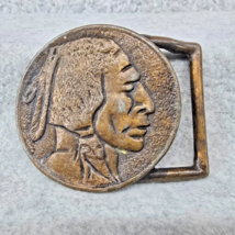 Vintage Belt Buckle Copper Tone Indian Native Portrait Face 1.75&quot; Belt N... - £11.01 GBP