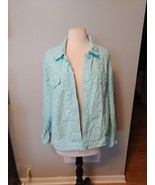 Appleseed&#39;s Button Front Jacket Womens Size XL Aqua Eyelet Button Front ... - €17,44 EUR