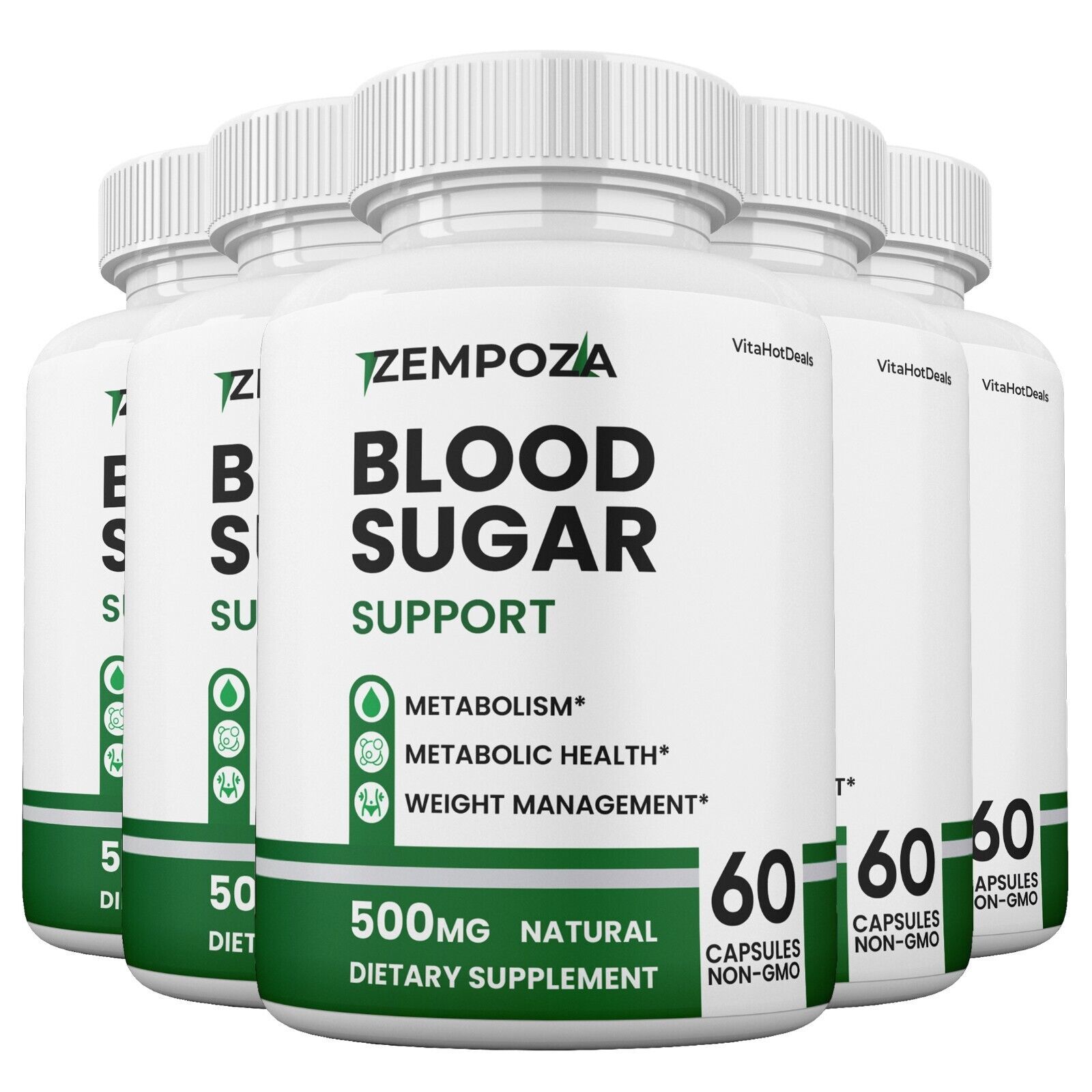 5 Pack Zempoza Blood Sugar Capsules Official Capsules Maximum Strength