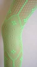 Flower Patterned Lace Net Fishnet Tights Vibrant Flo Neon Green pantyhos - £7.53 GBP