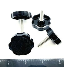 1/4&quot;-28 x 1&quot; Clamping Thumb Screw Bolts Fine Thread Round Black Knob Grip 4 Pack - £9.70 GBP