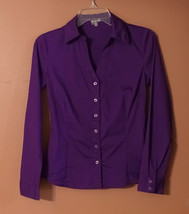 Charlotte Russe Purple Long Sleeves Fitted Button Down Shirt Xs School College - £4.66 GBP