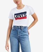 LEVI&#39;S Women&#39;s Perfect Graphic Logo Cotton T-Shirt White Large B4HP - £11.84 GBP