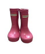 Hunter First Classic Gloss Boots Pink Size 5/6 + boot socks - $32.48 CAD
