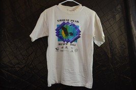 Grouse Peak Runoff 1994 Medium White Cotton Shirt Fruit of the Loom Vintage - £19.32 GBP