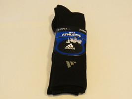 Adidas mens athletic 3 pair socks mens shoe size 6-12 sock size 10-13 black - $16.98