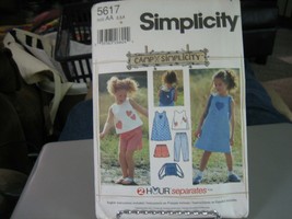 Simplicity 5617 Girl&#39;s Dress, Top, Capri Pants, Shorts &amp; Bag Pattern - S... - £6.82 GBP
