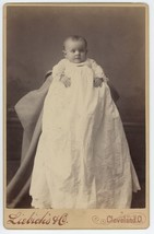 Circa 1890&#39;S Cabinet Card Adorable Baby Long White Dress Liebick Cleveland, Oh - £7.57 GBP