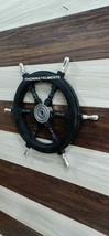 Collectible Black Wooden Ship Wheel Boat Steering Nautical Wall Decor Item - £57.85 GBP