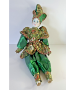 Mardi Gras Clown Girl with Porcelain Fancy Clothes With Beads, Shelf-sitter - $33.65