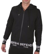 Defend Paris Sign Ribbon Zip-Thru Black White Logo Sweatshirt Hoodie MSRP - $146.02