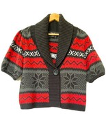 Style &amp; Co Shawl Collar Red, Black, White Cardigan Sweater Size L, Half ... - £19.72 GBP