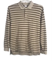 Brooks Brothers Mens Shirt Size L Large Tan Brown Striped Long Sleeve Polo  - £19.13 GBP
